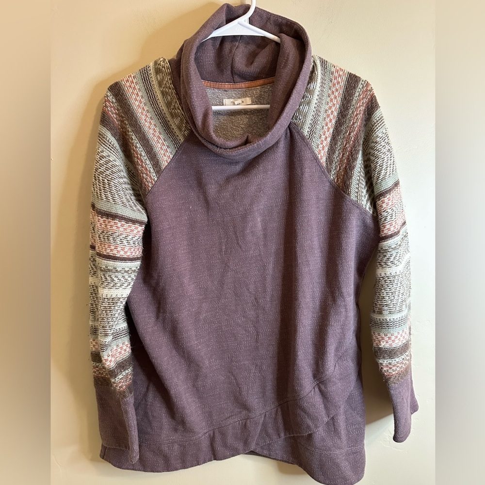 Maurices Mauve and Patterned Cowl Neck Sweater - Medium P2P 22”